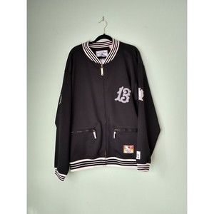 Vintage Mecca Mens Track Jacket Size XL Black 90s Hip Hop Urban USA Made Zip Up